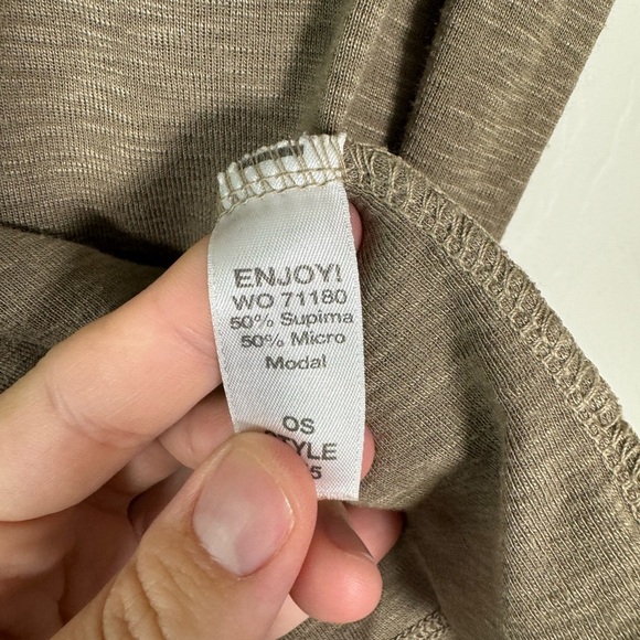 Michael Stars Olive Green Rivet Detail Short Sleeve Supima Cotton Micro Modal OS - Picture 4 of 6